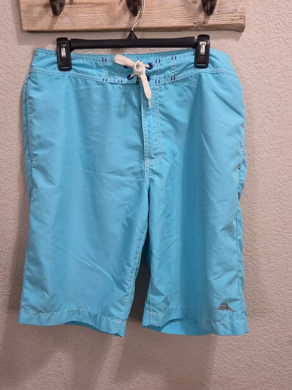 Tommy Bahama Men’s Swim Board Shorts in Light Blue and Red